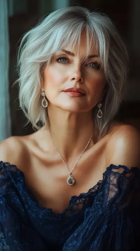 Graceful Silver Sway: The Ageless Bob with a Modern Twist - Hairstyles for Women Over 60 with Thin Hair