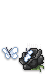 Black rose with two blue butterflies flying around it