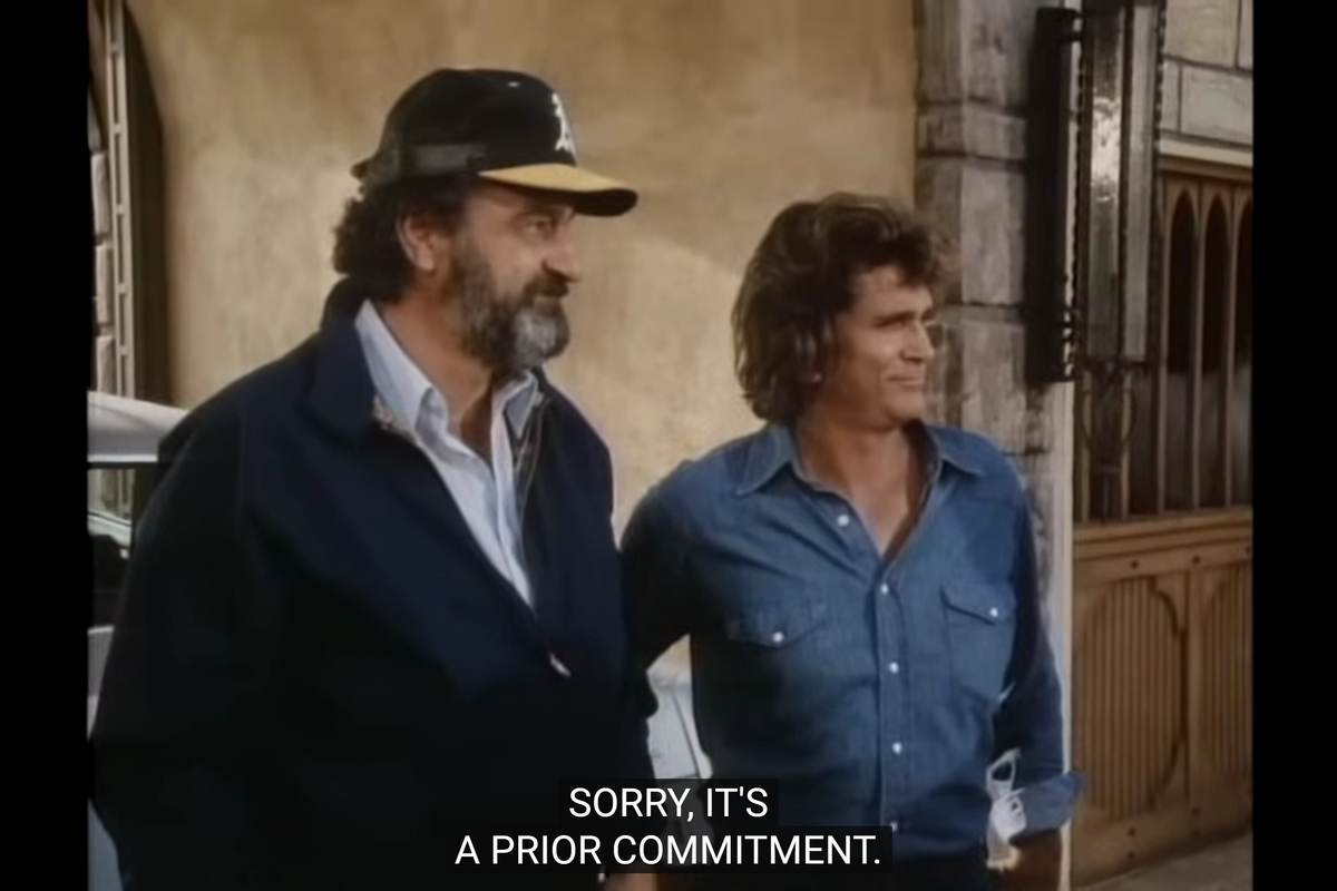 Actors Victor French, Michael Landon in Highway To Heaven