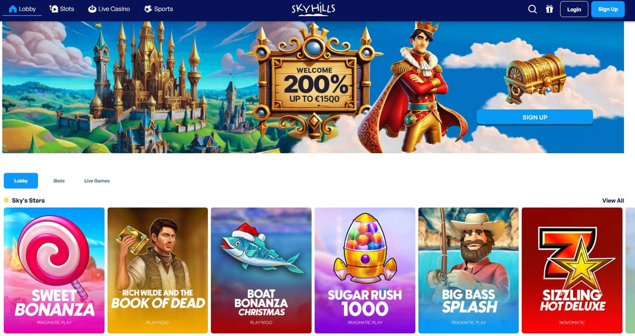 Skyhills Casino platform interface