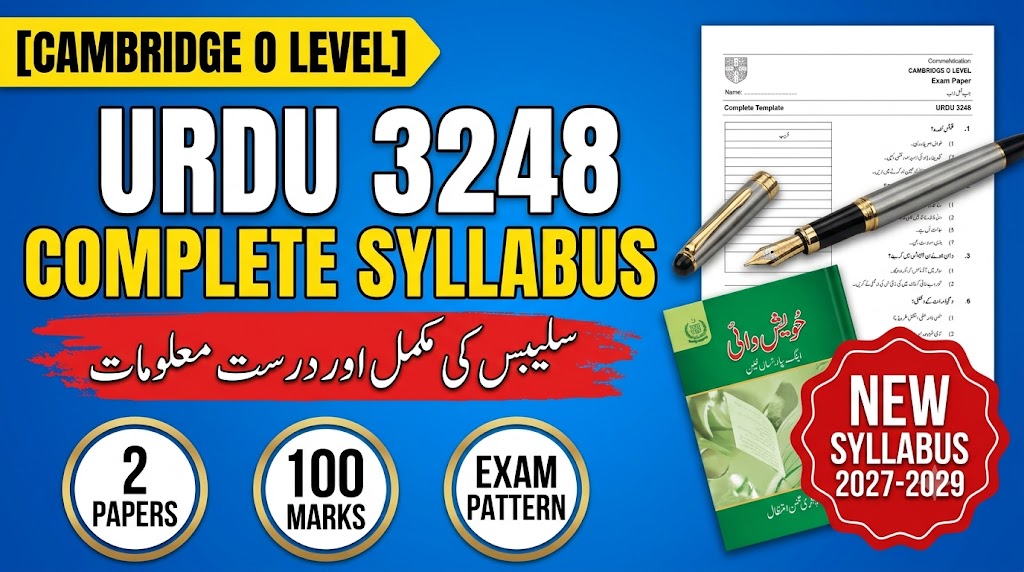 AI-generated example result for the youtube-thumbnail prompt: Cambridge O Level Urdu 3248 Thumbnail – Complete Syllabus Guide Design AI YouTube Thumbnail Prompt