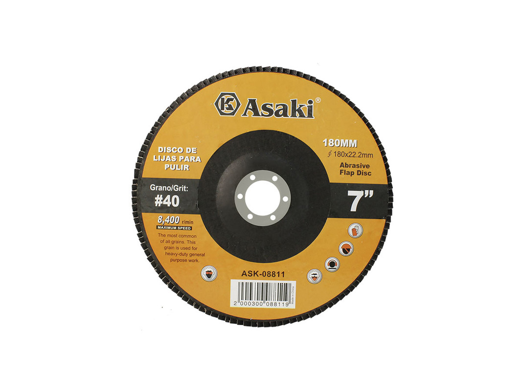 DISCO DE LIJAS PARA PULIR 180MM P40 ASAKI