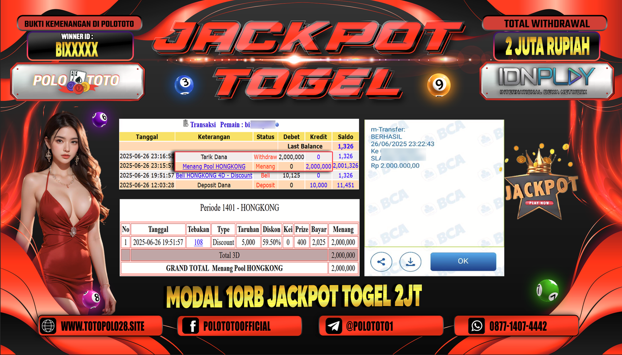 POLOTOTO JACKPOT TOGEL HONGKONG LOTTO Rp.2.000.000,-