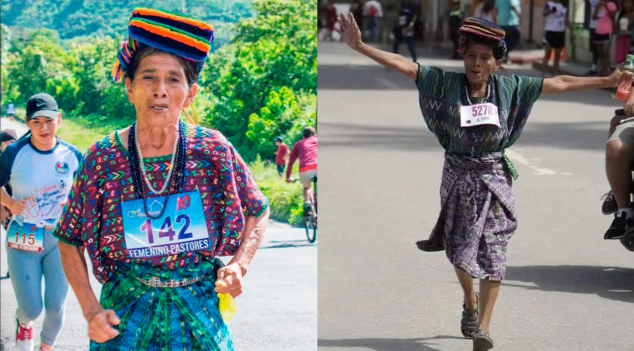 Doña Nicolasa Cuxún corre la maratón 21k en traje regional y chanclas: viral