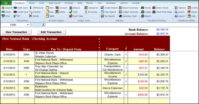 Checkbook For Excel 7.0.2