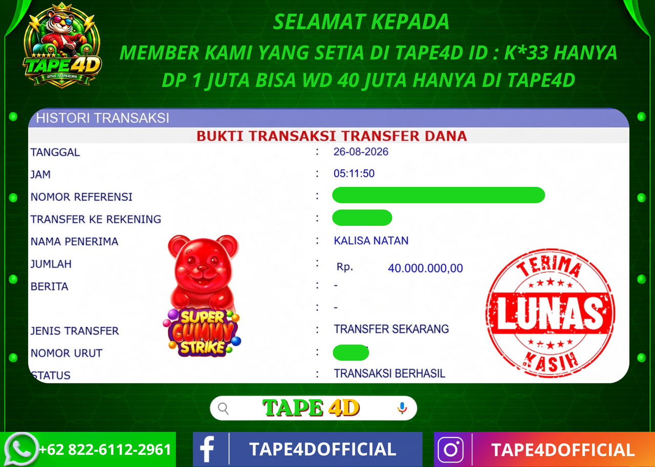 TAPE4D SUPER GUMMY STRIKE PRAGMATIC PLAY 40.000.000-LUNAS