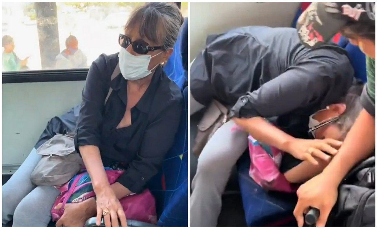 ¡Mujer provoca escándalo en camión! No dejó ni que hombre con bastón se siente a su lado