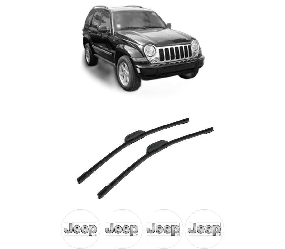 Set stergatoare auto JEEP CHEROKEE (KJ) din 2001-2008, pentru parbriz auto, 2 bucati, Bosch Aerotwin Retrofit, din cauciuc siliconat rezistent, 4 Stickere Auto JEEP