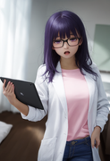 1girl, younger, looking at viewer, healthyman, purple hair, long hair, purple ey s-3171419222