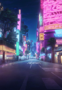 _neon lights, pink lights, lane road,  modern, city,  {{shinkai makoto (style)}} s-1401765057
