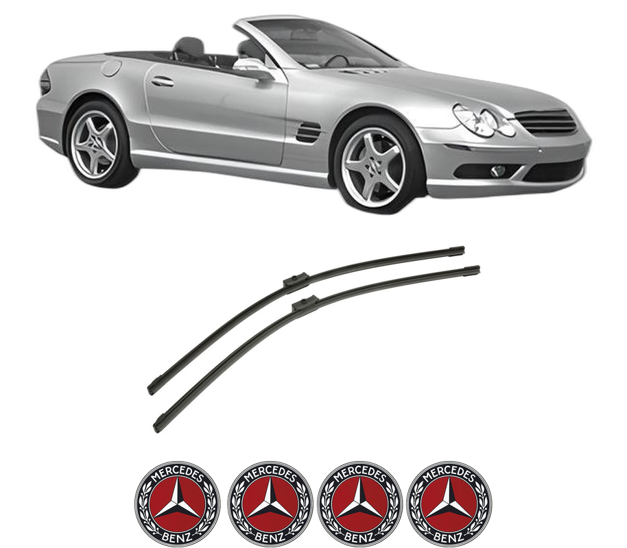 Set stergatoare auto MERCEDES-BENZ SL (R230) din 2001-2012, pentru parbriz auto, 2 bucati, Bosch Aerotwin, din cauciuc siliconat rezistent, 4 Stickere Auto MERCEDES-BENZ