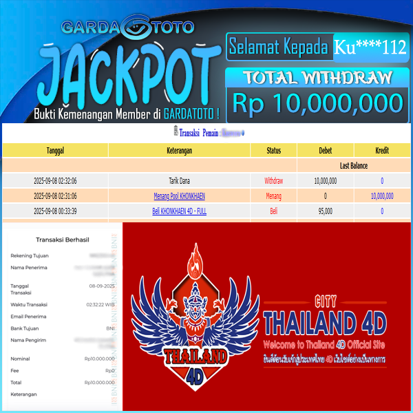 JACKPOT TOGEL DI PASARAN KHONKHAEN4D Rp 10.000.000,- DIBAYAR LUNAS!!!