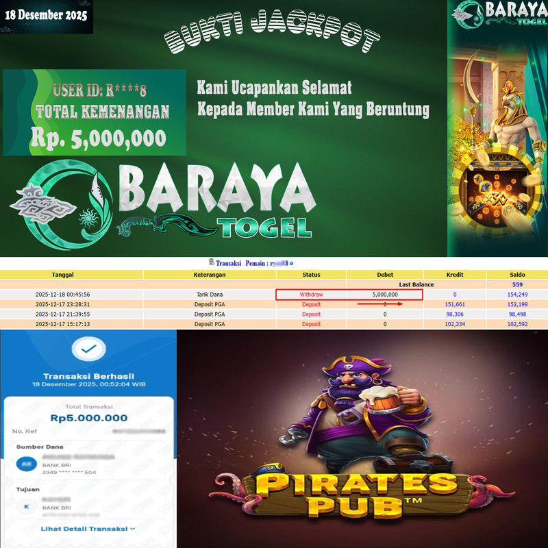 Rp. 5.000.000.- WD LUNAS DI BARAYATOGEL