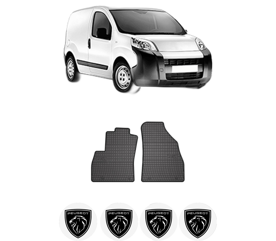 Set covorase presuri PEUGEOT BIPPER (AA_) din 2008-2010, auto, din cauciuc thermoplastic, 4 Stickere auto cu PEUGEOT