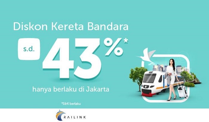 Diskon tiket kereta bandara Railink dari Traveloka