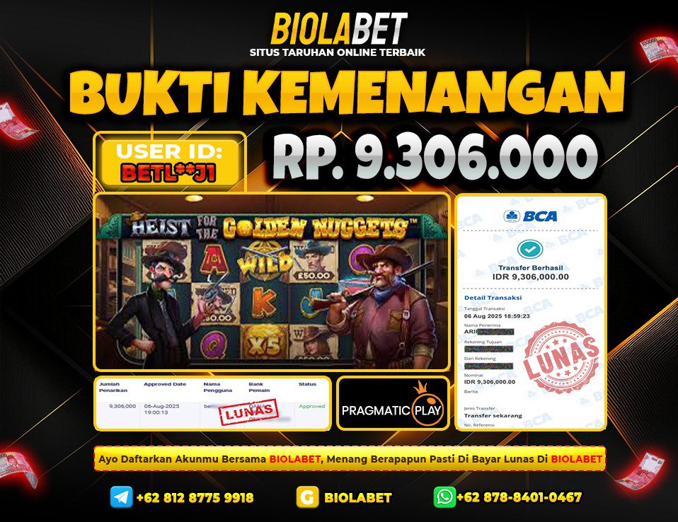 BIOLABET JACKPOT PRAGMATIC PLAY Rp.9.306.000.,- LUNAS