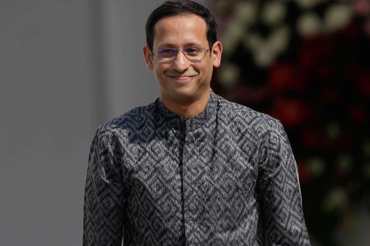 Menteri Pendidikan dan Kebudayaan, Nadiem Makarim sebelum pelantikan menteri-menteri Kabinet Indonesia Maju di Istana Negara, Jakarta, Rabu (23/10/2019). Presiden RI Joko Widodo mengumumkan dan melantik Menteri-menteri Kabinet Indonesia Maju serta pejabat setingkat menteri.