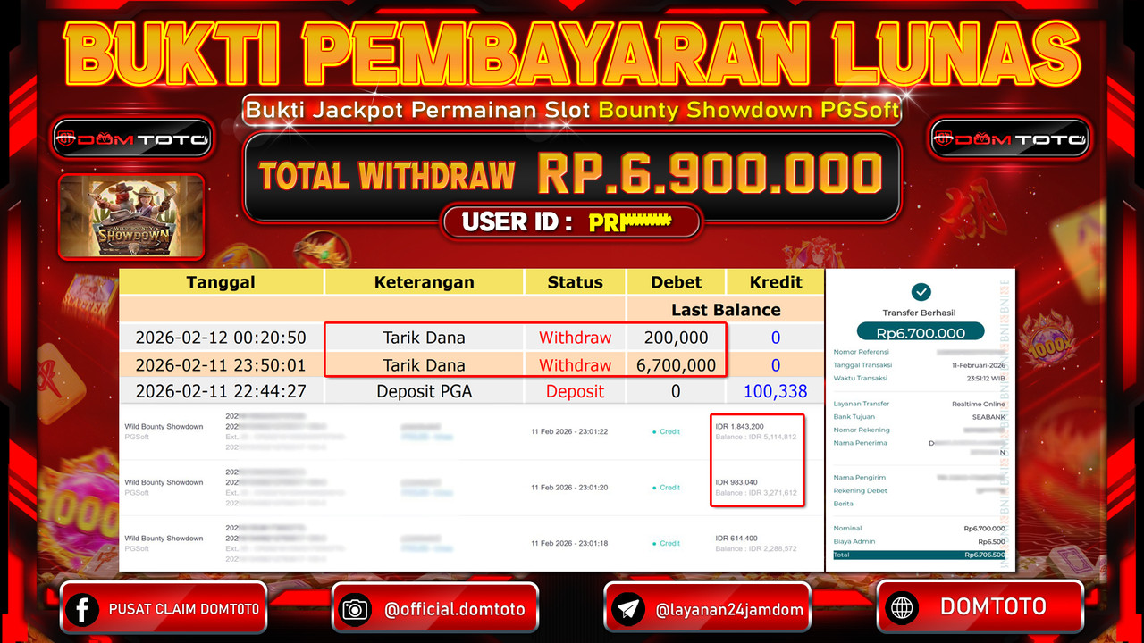 JACKPOT SLOT Menang Slot Bounty Showdown PGSoft 11 FEBRUARI 2026