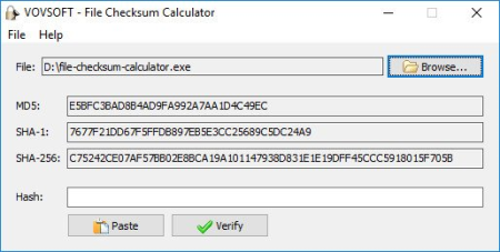 VovSoft File Checksum Calculator 1.8 VovSoft File Checksum Calculator 1.8