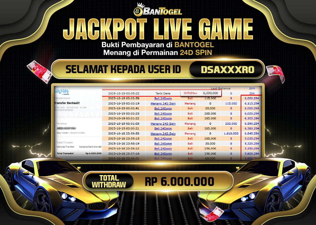 BUKTI JACKPOT LUNAS BANTOGEL