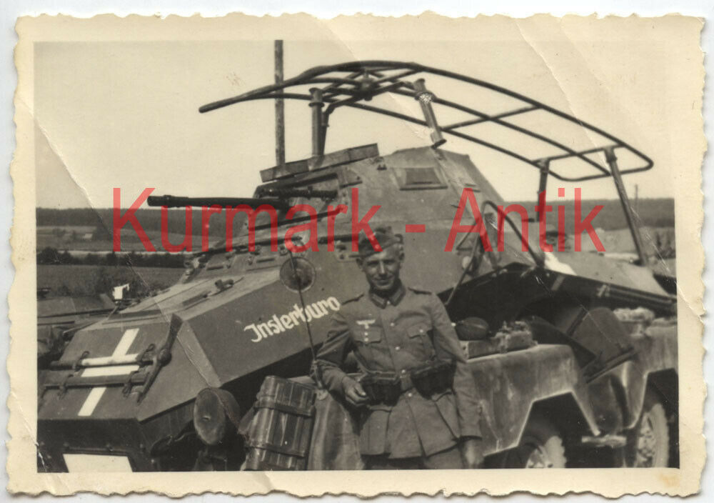 Foto Wehrmacht Panzer Spähwagen 232 Funker Name - Insterburg Pol