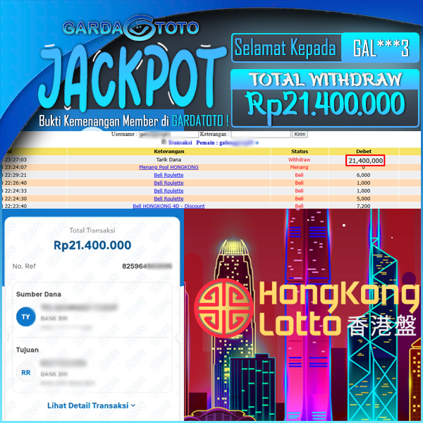 JACKPOT TOGEL DI PASARAN HONGKONG WD Rp 21.400.000,- DIBAYAR LUNAS!!!