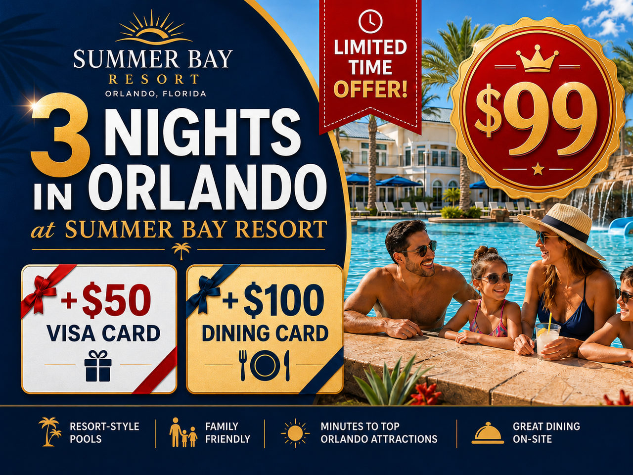 Summer Bay Resort Orlando three-night vacation offer for $99