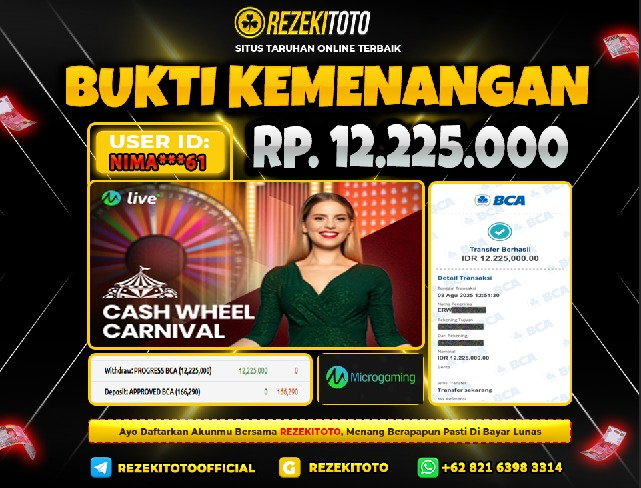 BUKTI KEMENANGAN 8 AGUSTUS 2025 CASH WHEEL CARNIVAL 12 JUTA 
