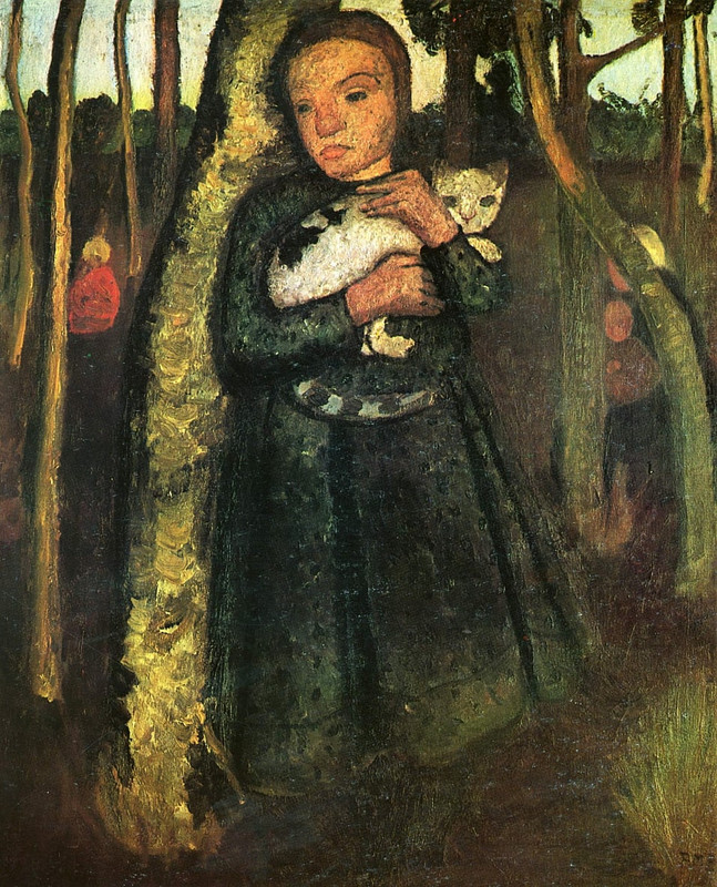 2-Paula Modersohn Becker - Mdchen mit Katze im Birkenwald - (MeisterDrucke-29626)