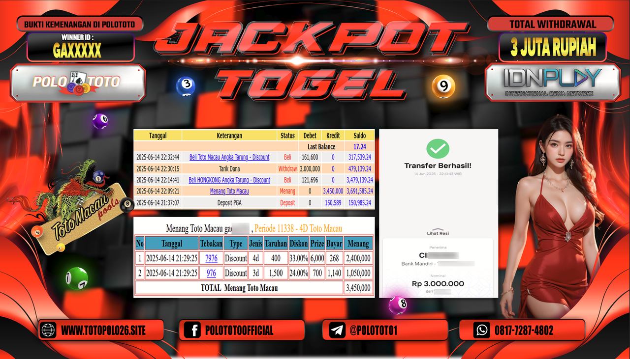 POLOTOTO JACKPOT TOGEL HONGKONG LOTTO Rp.3.000.000,-