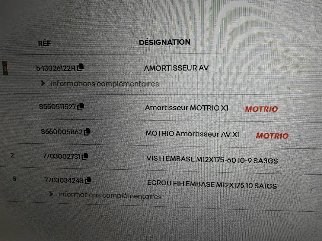reference amortiseur clio 3 gt essence
