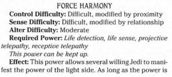 Force Harmony shields one from the Dark Side