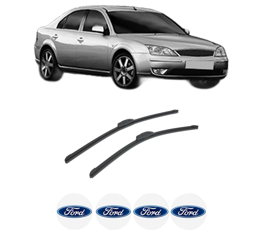 Set stergatoare auto FORD MONDEO III Saloon (B4Y) din 2000-2007, pentru parbriz auto, 2 bucati, Bosch Aerotwin Retrofit, din cauciuc siliconat rezistent, 4 Stickere Auto FORD