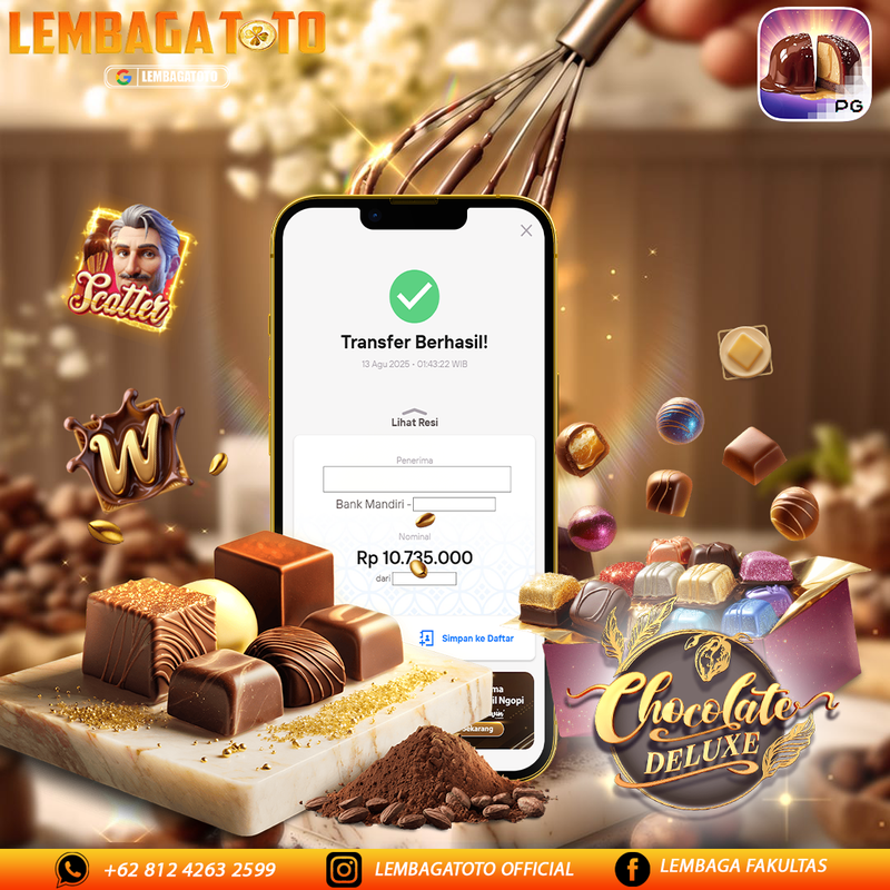 BUKTI JACKPOT 14 AGUSTUS LEMBAGATOTO CHOCOLATE DELUXE  Rp.10.735.000,- LUNAS