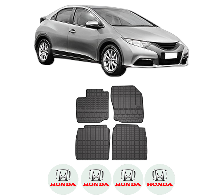 Set covorase presuri HONDA CIVIC IX (FK) din 2012-2016, auto, din cauciuc thermoplastic, 4 Stickere auto cu HONDA
