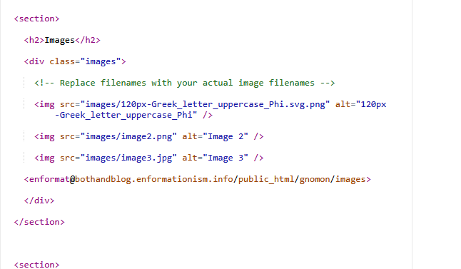 Images section of Index HTML on Win SCP
