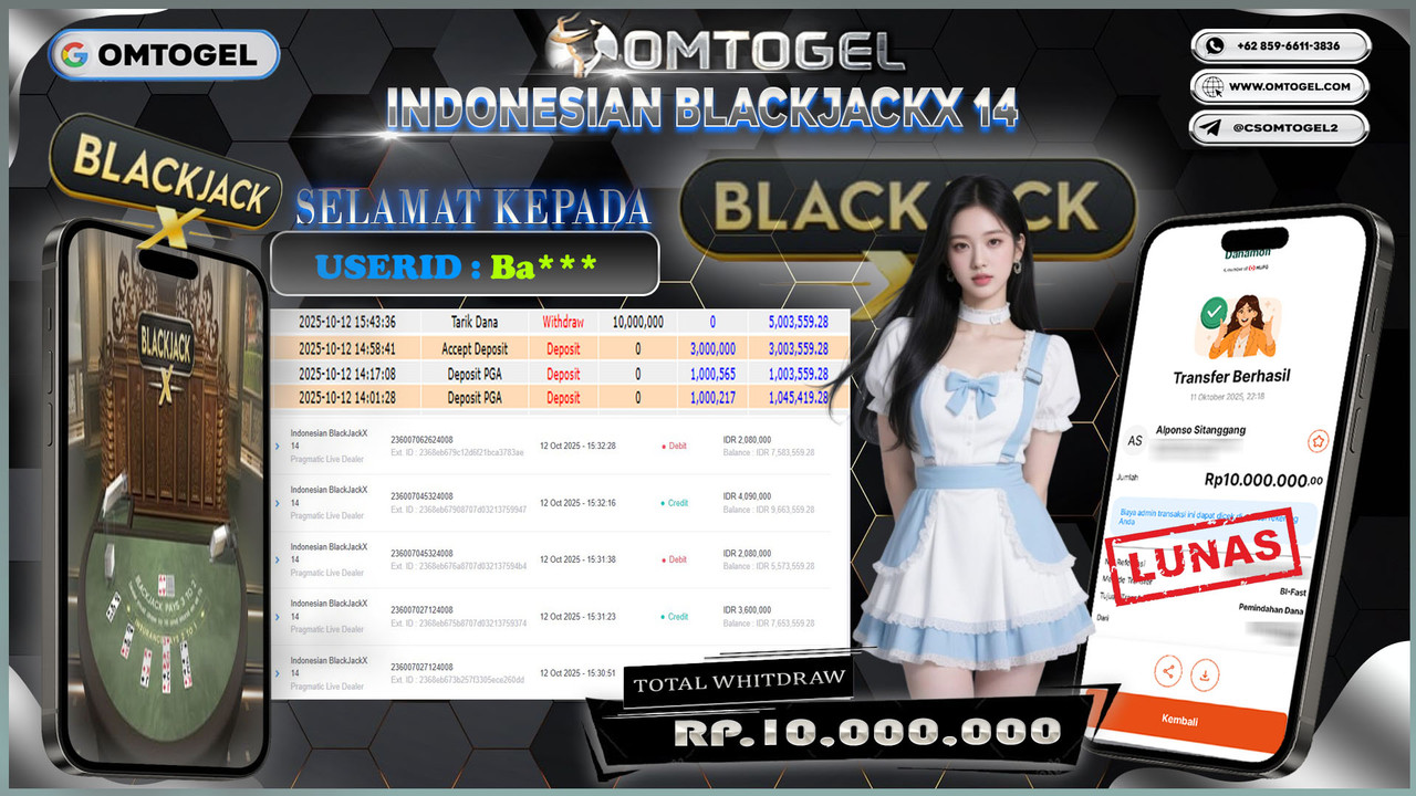 OMTOGEL JACKPOT PRAGMATIC CASINO INDONESIAN BLACKJACKX 14 10 JUTA DI BAYAR LUNAS ,-