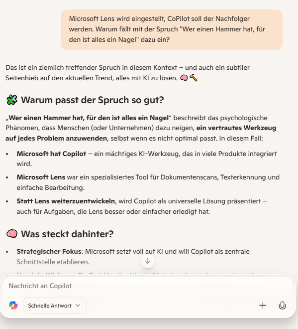 CoPilot-Antwort auf MS Lens-Einstellung
