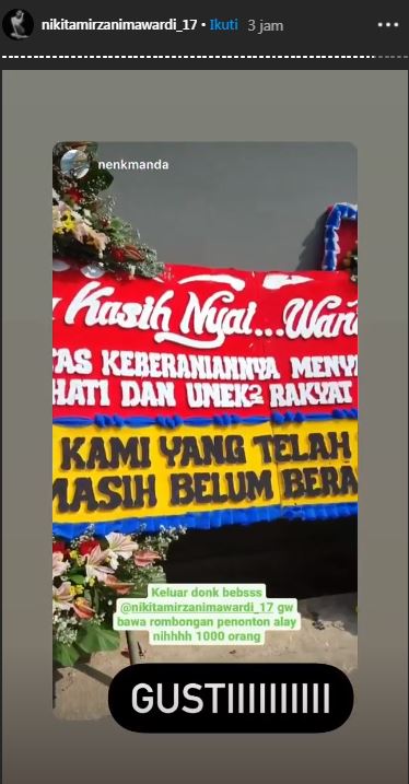 Bukannya dikepung 800 orang rumah Nikita Mirzani malah banjir karangan bunga