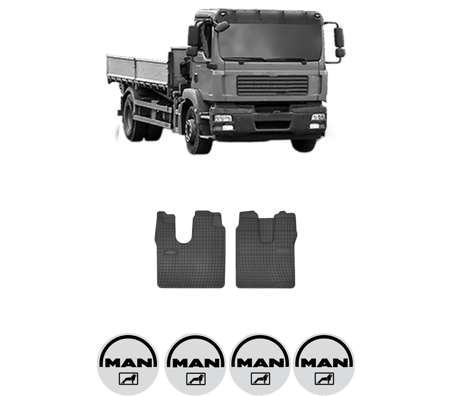 Set covorase presuri MAN TGM I din 2005-2022, auto, din cauciuc thermoplastic, 4 Stickere auto cu MAN