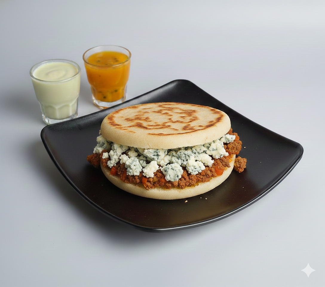 Arepa De Picadillo Y Queso Cabrales