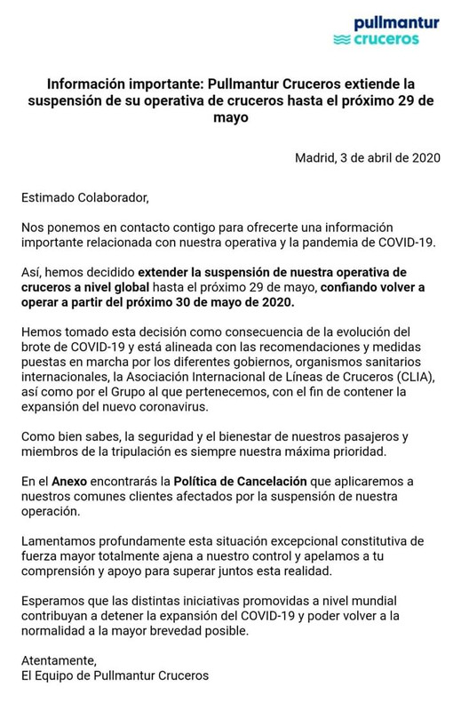 Coronavirus y Cruceros: restricciones y cancelaciones - Foro Cruceros