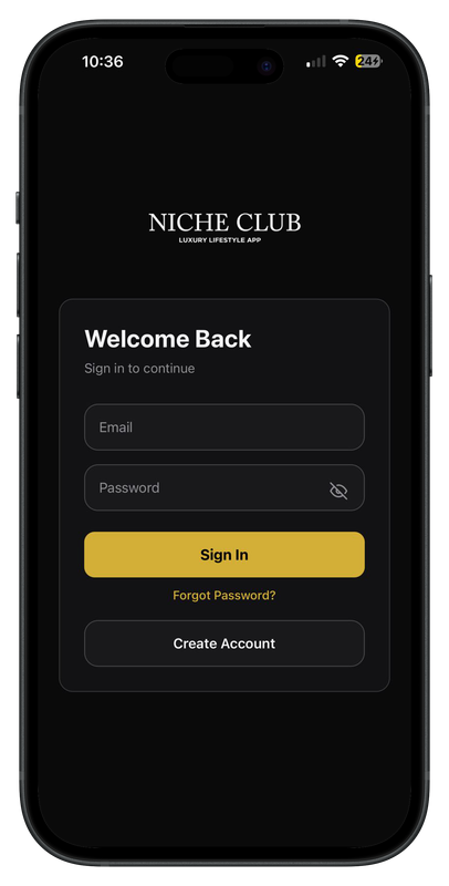 Niche Club app mockup portrait