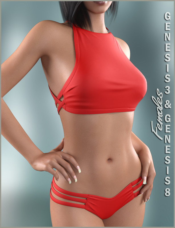 High Neck Bikini for Genesis 3 and Genesis 8 Female(s)