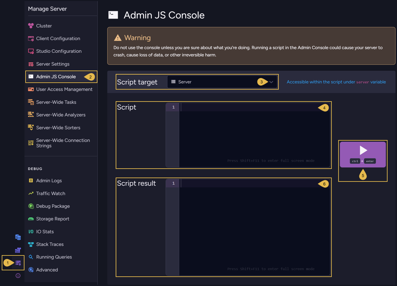 Admin JS Console