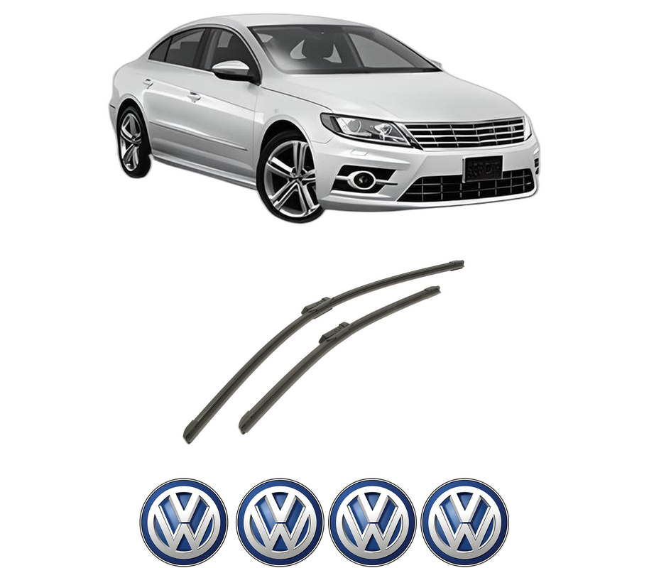 Set stergatoare auto Volkswagen CC B7 (358) din 2011-2016, pentru parbriz auto, 2 bucati, Bosch Aerotwin, din cauciuc siliconat rezistent, 4 Stickere Auto Volkswagen