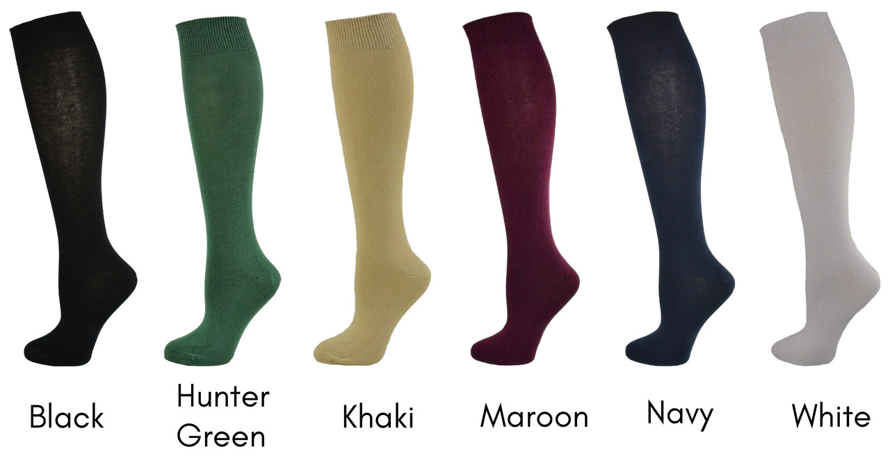 Sierra Socks Classic Flat Knit Combed Cotton Knee High Socks 3 Pair Pack, School Uniform Socks🧦