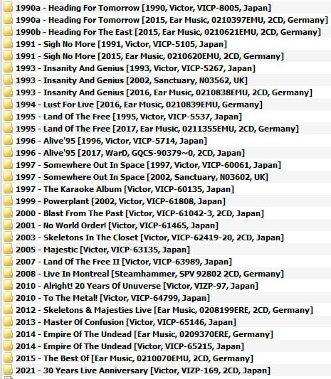 Gamma Ray - Discography (1990-2021)