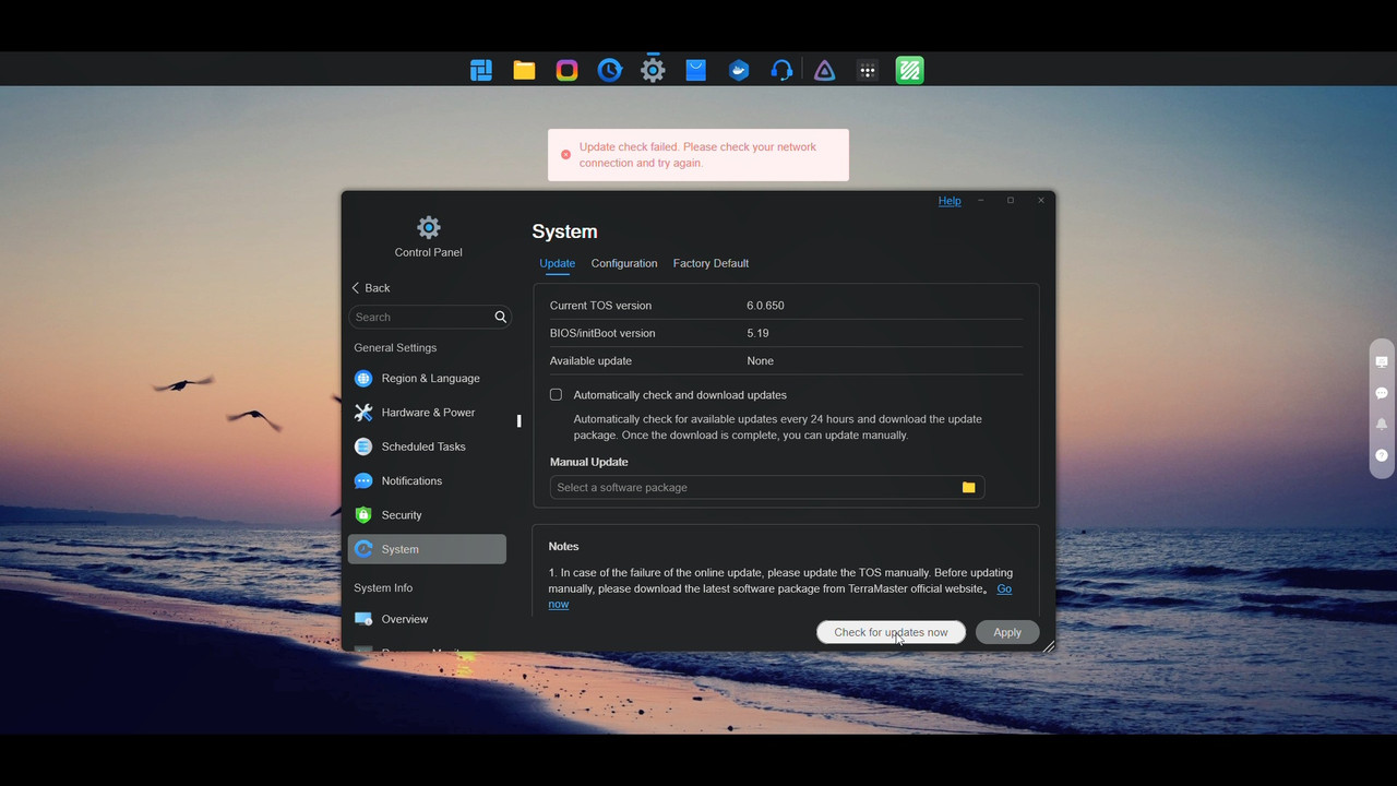 update check issue TNAS F2-423