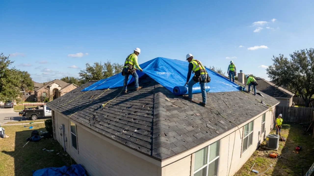 Correct tarp installation method for emergency roof protection San Antonio